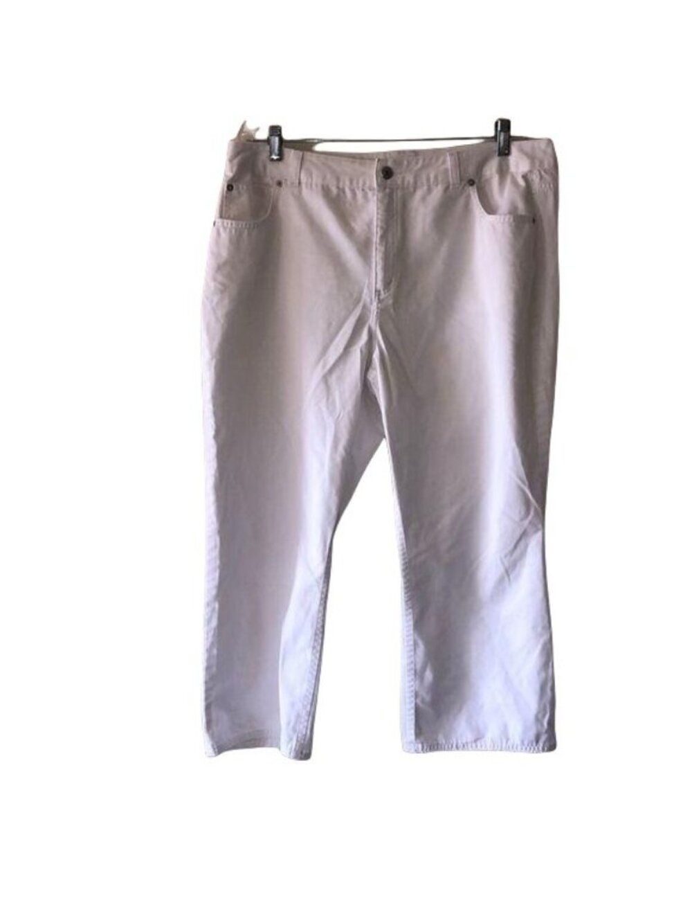 Lands End Womens White Pants Size 16 Cotton Blend Casual Fit
